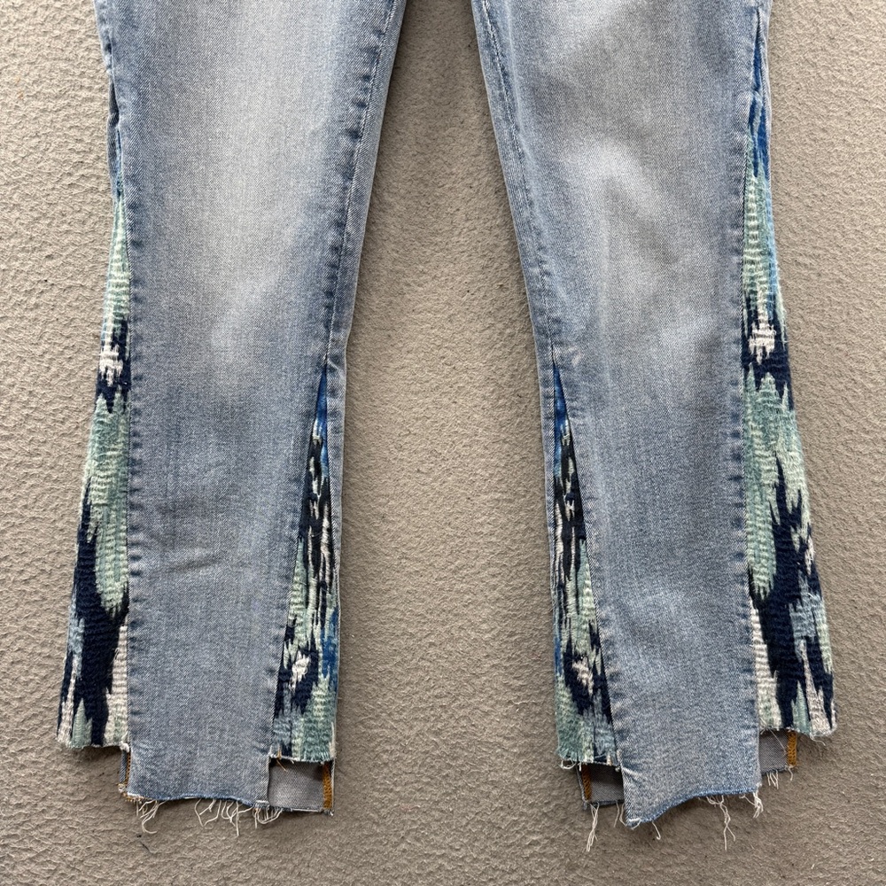 Driftwood Indie Jeans Women’s Size W27 Flared Crop Patchwork Raw Hem Boho Hippie - Picture 9 of 16